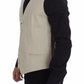 Beige Cotton Stretch Dress Vest Blazer