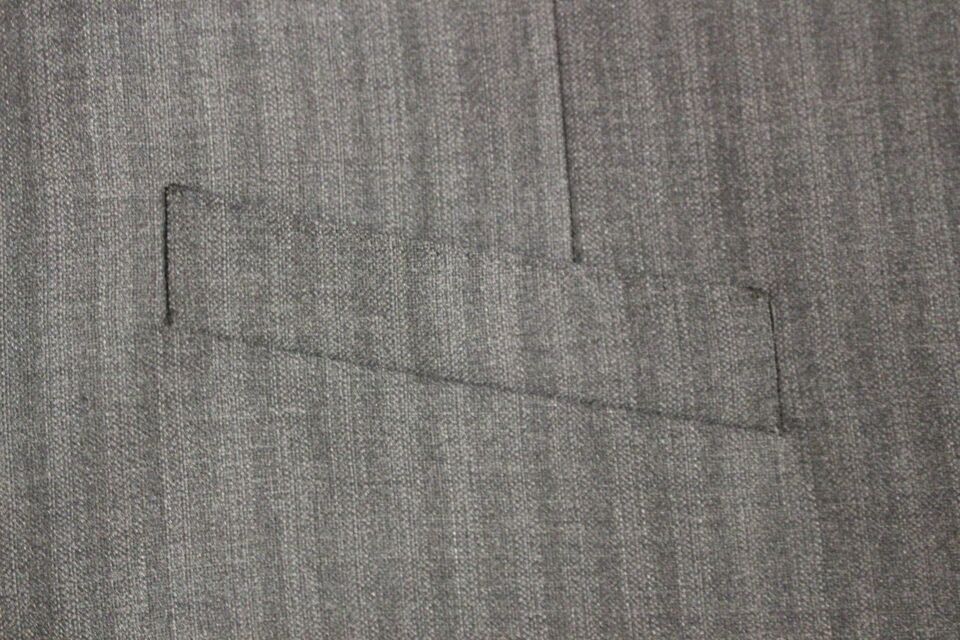 Gray Striped Wool Single Breasted Vest