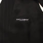 Black Striped Wool Silk Dress Vest Gilet