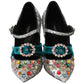 Elegant Silver-Black Crystal Mary Janes Pumps