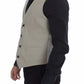 Beige Silk Blend Dress Formal Vest Gilet