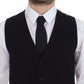 Black Cotton Dress Vest Blazer Jacket