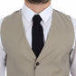 Beige Cotton Dress Vest Blazer Jacket