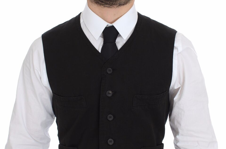 Black Flax Cotton Dress Vest Blazer