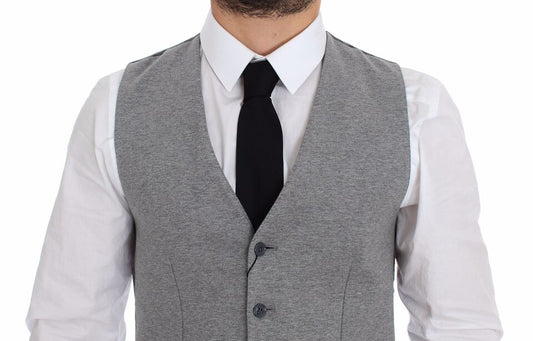 Gray Cotton Stretch Dress Vest Blazer