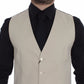 Beige Cotton Stretch Dress Vest Blazer