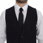 Black Striped Wool Logo Vest Gilet Weste