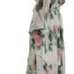 White Floral Roses Silk Maxi Gown Dress