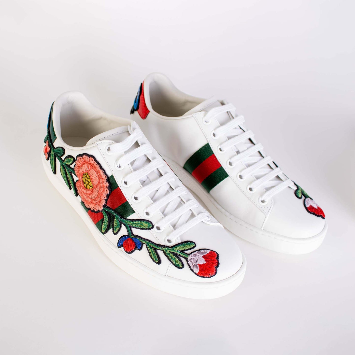 Chic Embroidered Ace Leather Sneakers