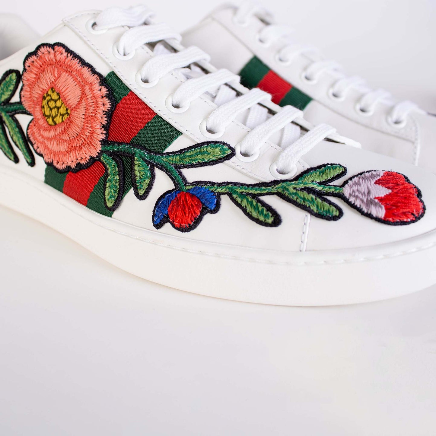 Chic Embroidered Ace Leather Sneakers