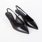 Elegant Black Leather Décolleté with Low Heel