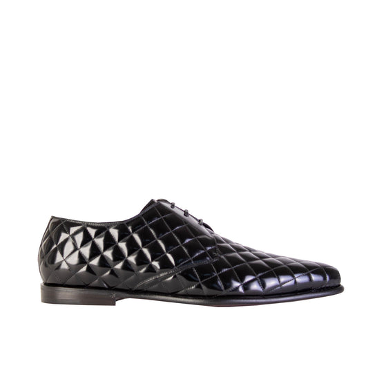 Elegant Black Quilted Leather Derby Loafers