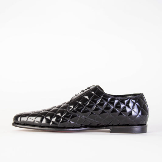 Elegant Black Quilted Leather Derby Loafers