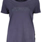 Glittering Blue Tee with Wide Neckline