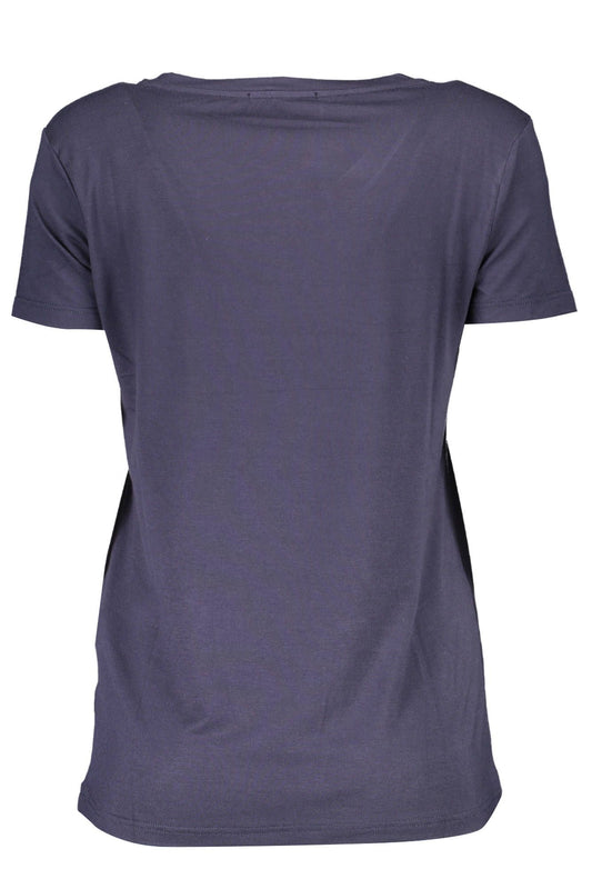 Glittering Blue Tee with Wide Neckline