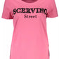 Chic Pink Embroidered Tee with Contrasting Details