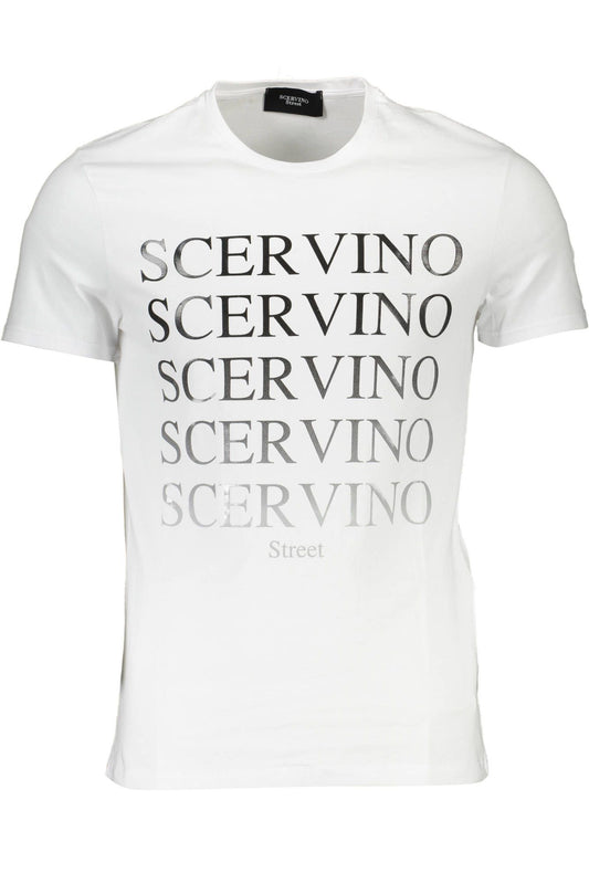 Elegant White Crew Neck Tee with Chic Print