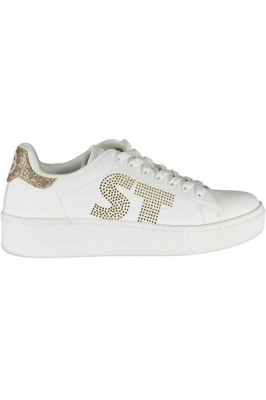 Elegant White Lace-up Sport Sneakers