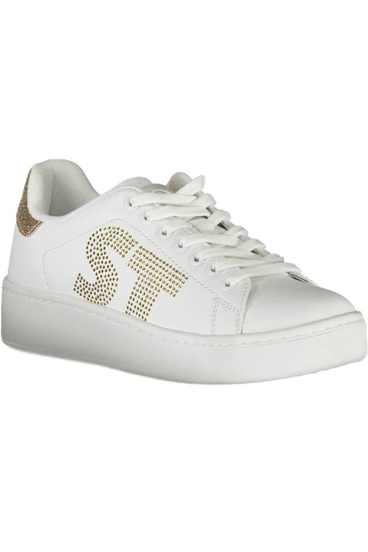 Elegant White Lace-up Sport Sneakers