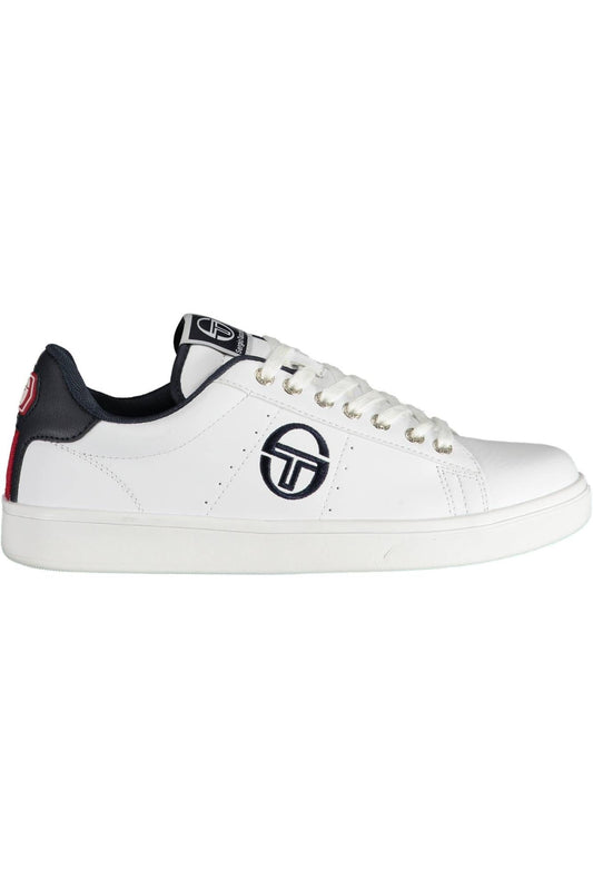 Sleek White Polyester Sneakers with Embroidery