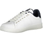 Sleek White Polyester Sneakers with Embroidery