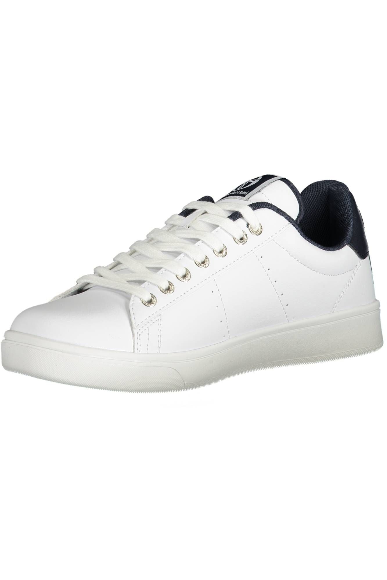 Sleek White Polyester Sneakers with Embroidery