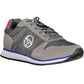 Elegant Gray Embroidered Lace-Up Sneakers