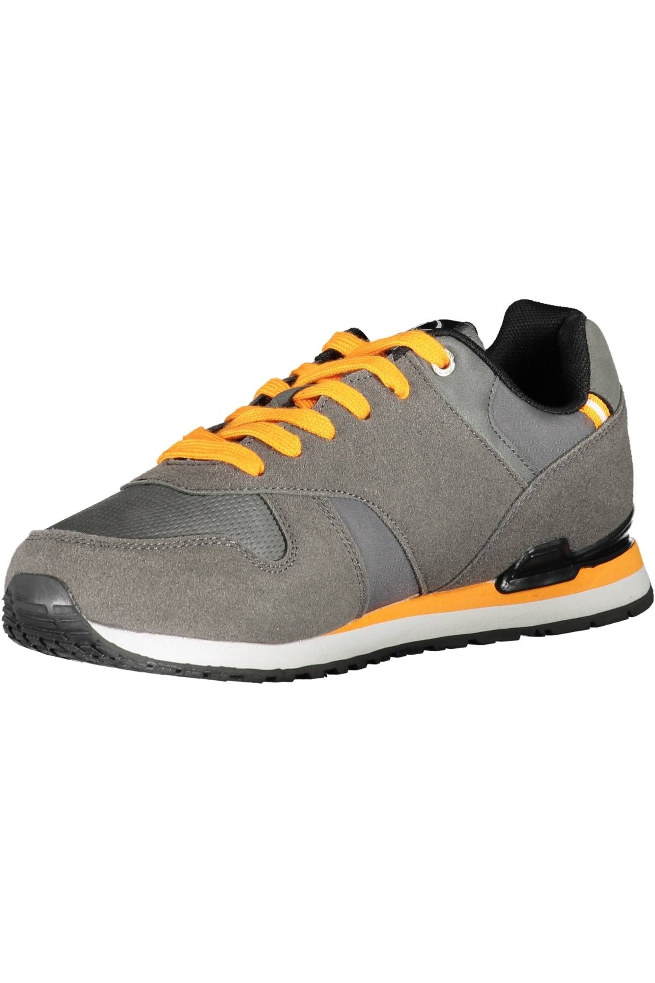 Chic Gray Polyester Sneakers with Contrasting Accents