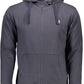 Blue Hooded Zip-Up Cotton Sweater