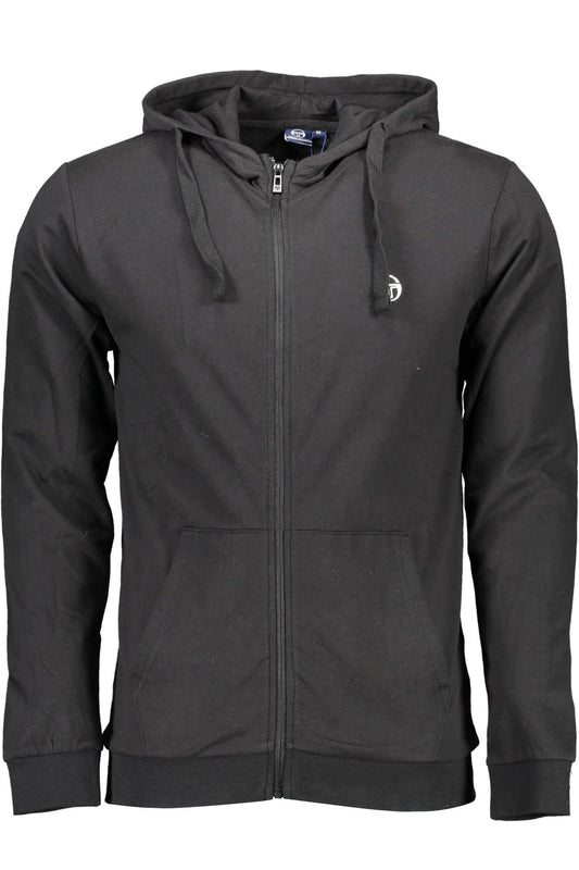 Elegant Black Hooded Zip Sweatshirt