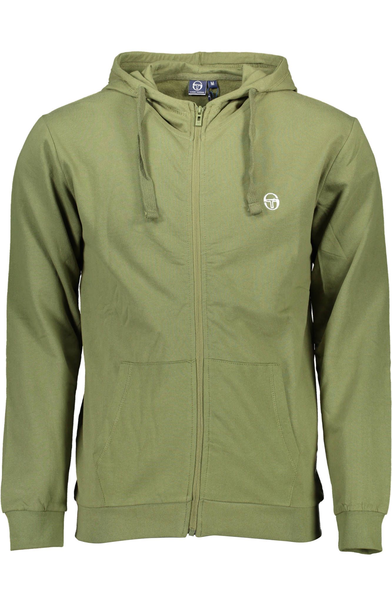 Green Cotton Zip Hoodie with Embroidery