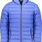 Blue Hooded Jacket with Sleek Logo Accent