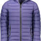 Chic Hooded Blue Jacket with Sleek Logo Detail