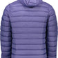 Chic Hooded Blue Jacket with Sleek Logo Detail