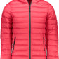 Elegant Red Hooded Jacket with Sleek Zip Detail