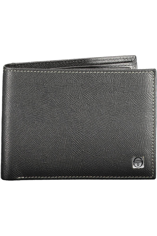 Sleek Black Leather Dual-Compartment Wallet