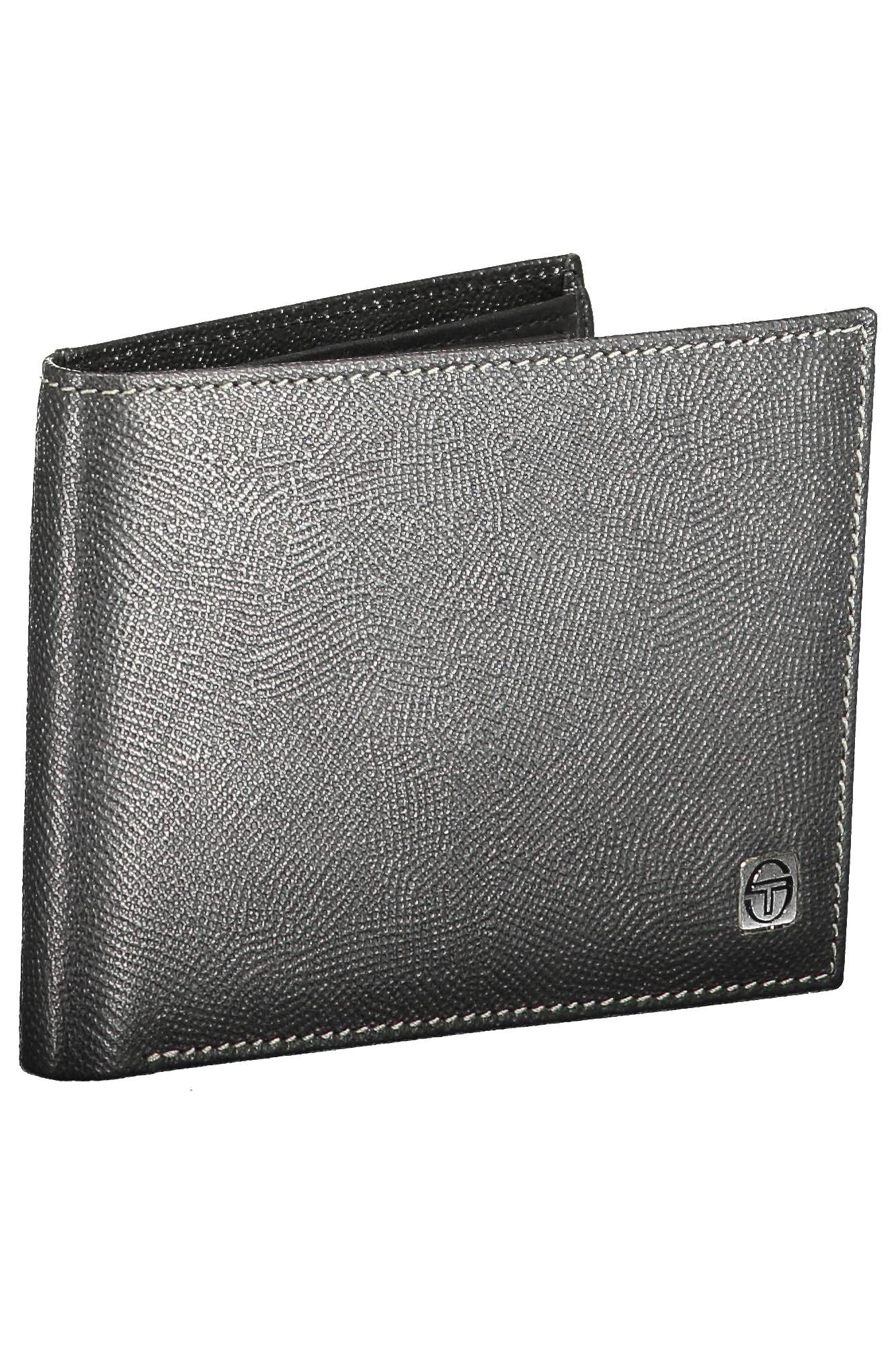 Sleek Black Leather Dual-Compartment Wallet