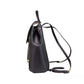 Phoebe Medium Black Smooth Leather Drawstring Flap Backpack Bookbag