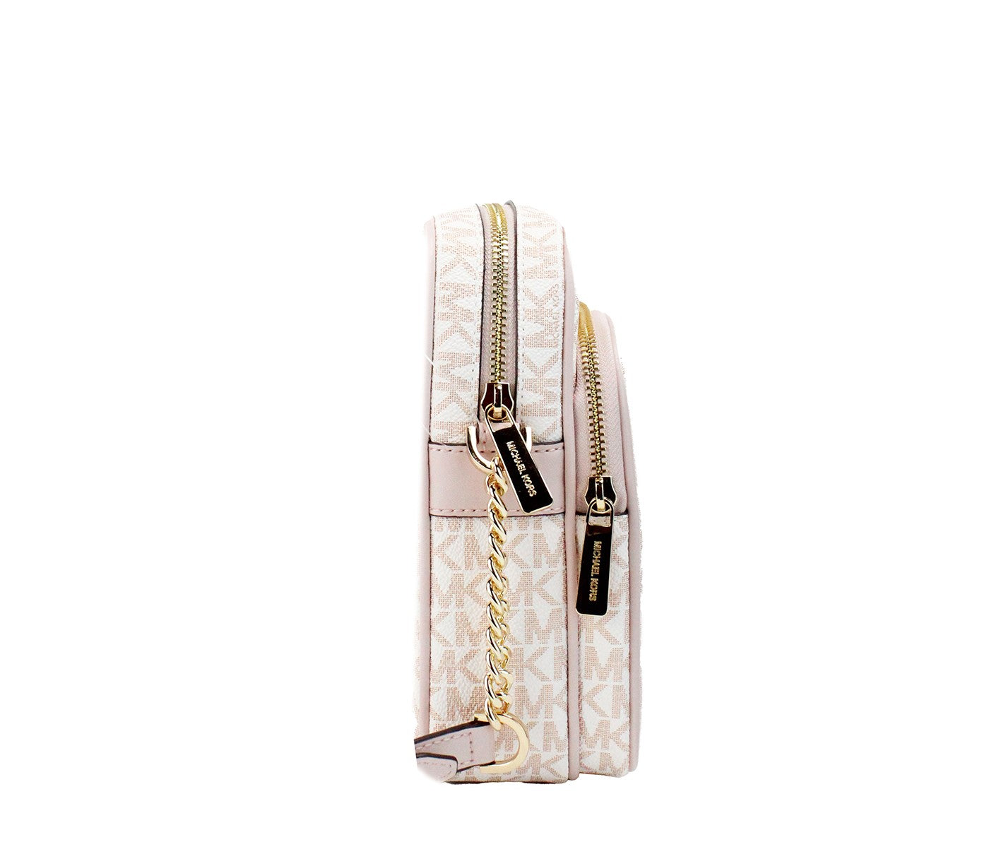 White Rose Gold PVC Flight Leather North South Chain Crossbody Bag