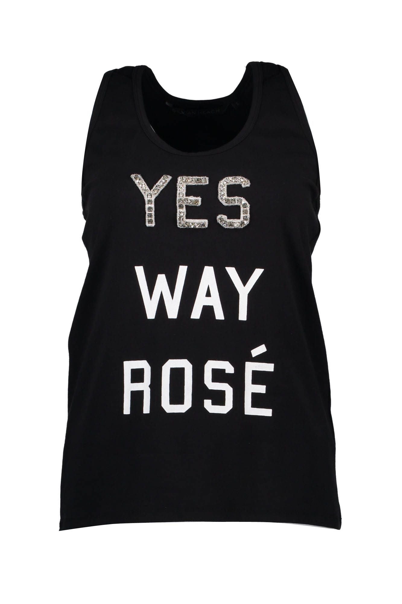 Black Cotton Tank with Dazzling Stones Accent