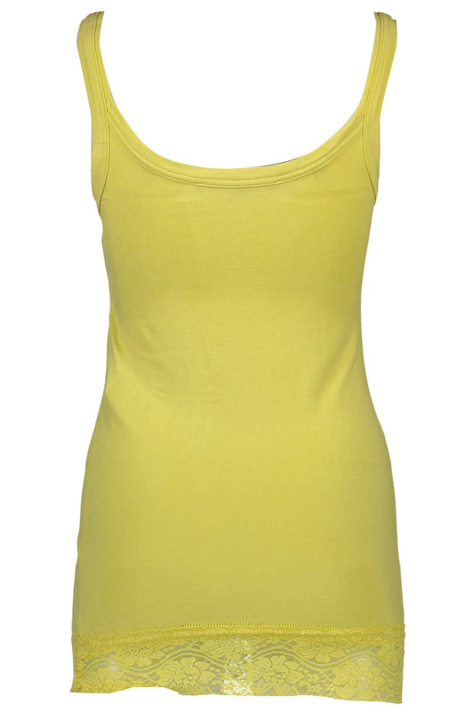 Chic Yellow Lace-Insert Tank Top