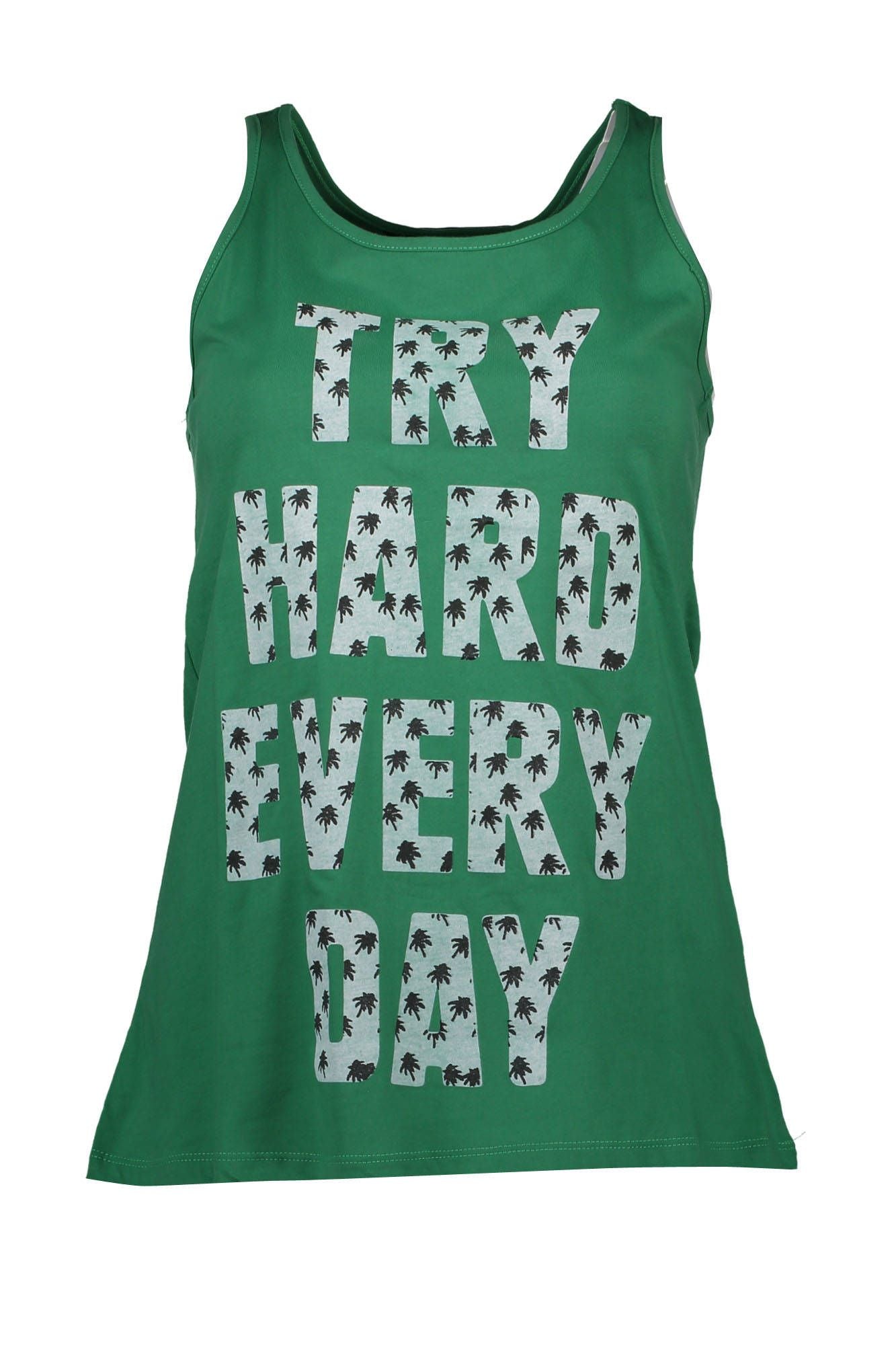 Chic Green Cotton Logo Tank Top