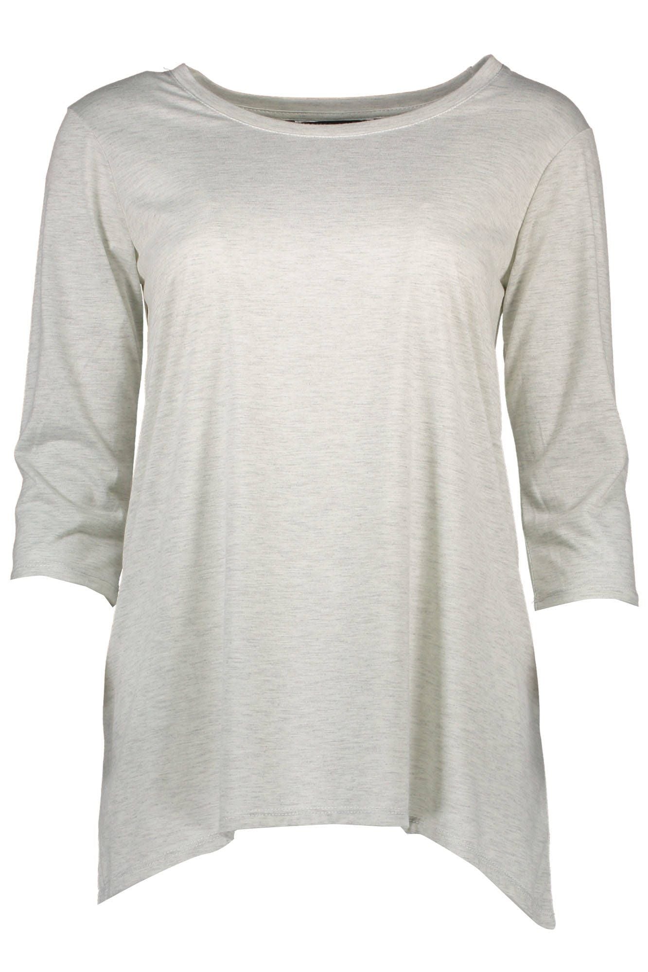 Elegant Gray Quarter-Sleeve Round Neck Tee