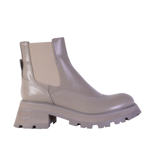 Elegant Taupe Brushed Leather Chelsea Boots