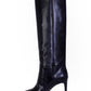 Sleek Knee-High Croco Print Leather Boots