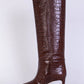 Enticing Brown Croco Print Leather Boots