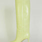 Elegant Lime Croco Leather High Stiletto Boots