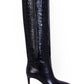 Charcoal Italian Leather High Stiletto Boots