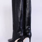 Sleek Knee-High Croco Print Leather Boots