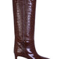 Enticing Brown Croco Print Leather Boots
